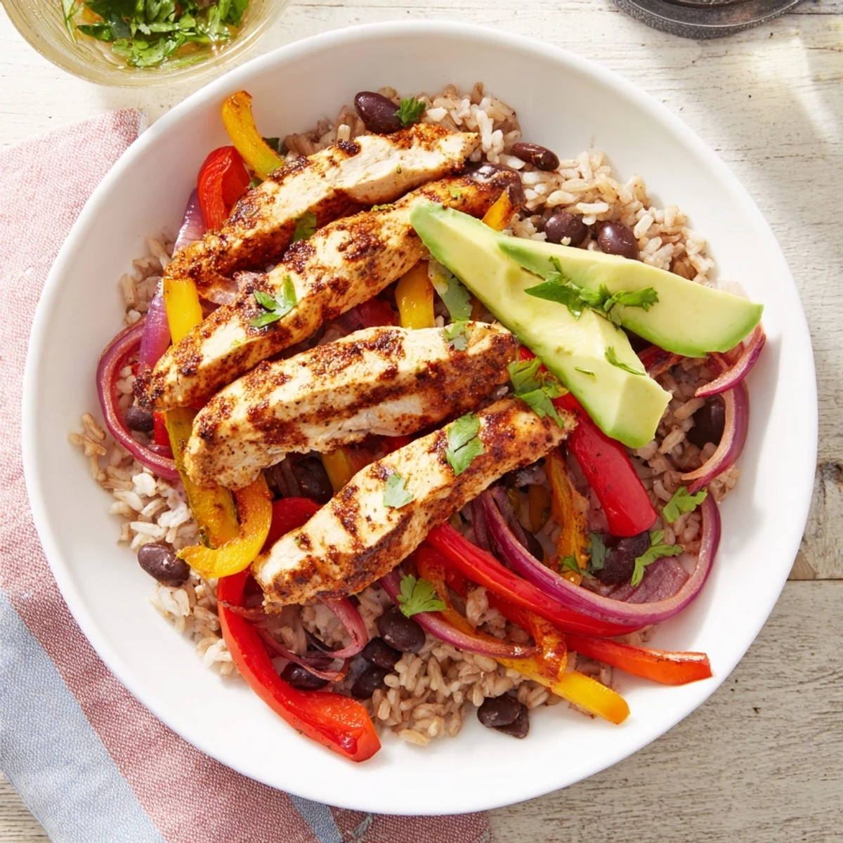 Make-Ahead Chicken Fajita Meal Prep Bowls showcasing vibrant chicken, peppers, and rice, perfectly assembled for easy lunches.