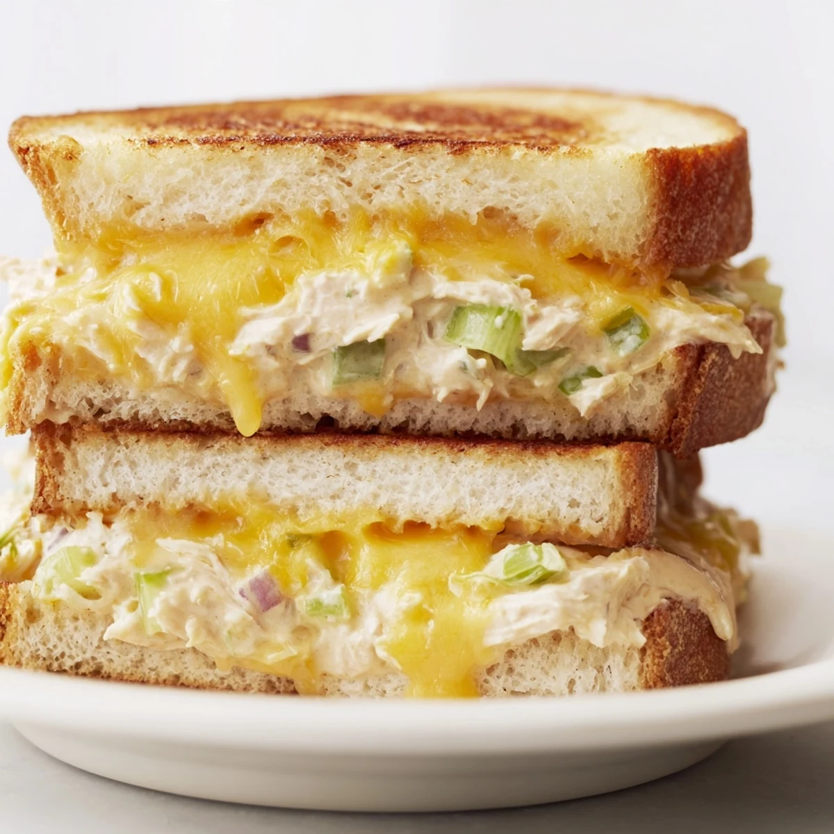 Crispy, golden Classic Tuna Melt Sandwich, with oozing cheese and creamy tuna, a truly comforting snack.