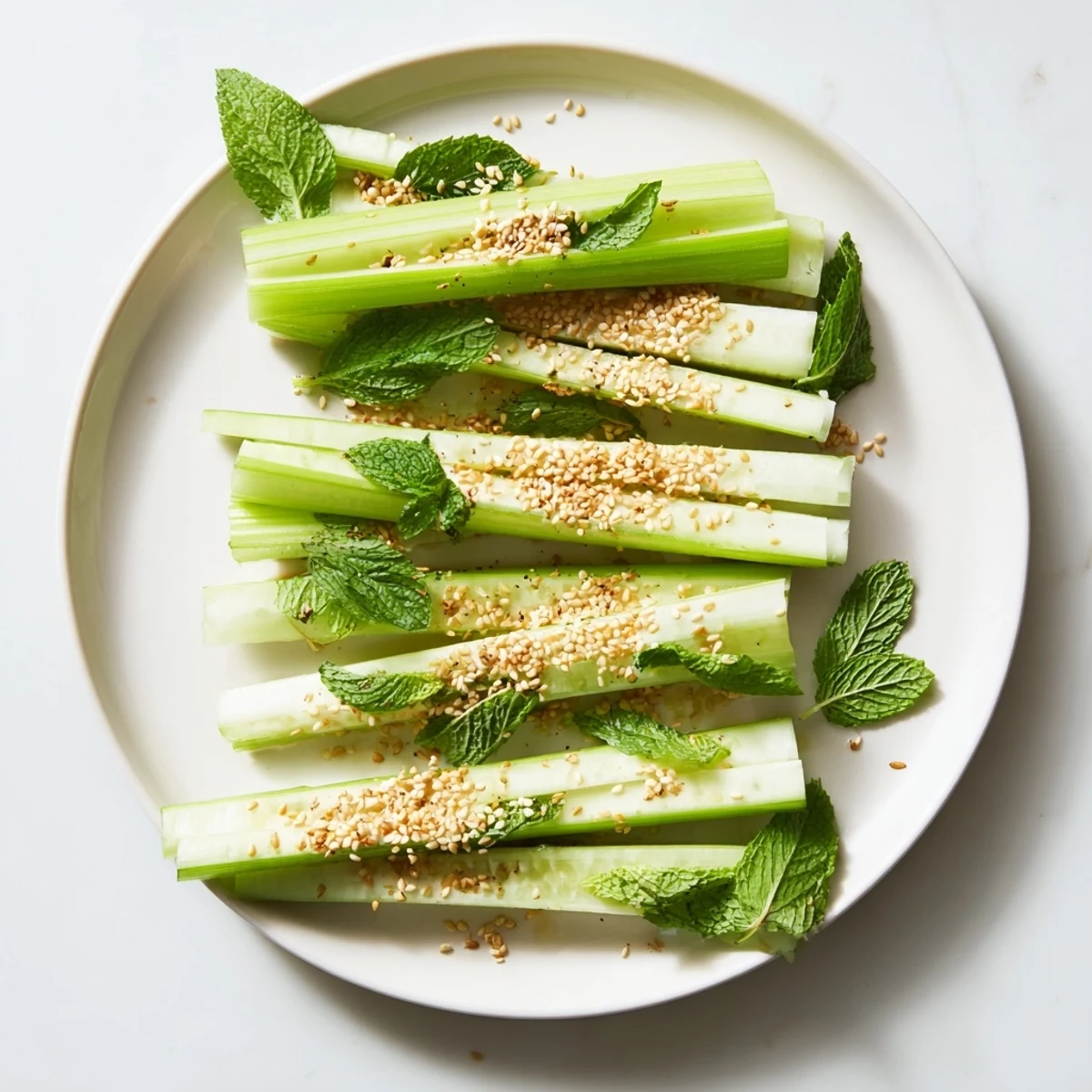 Elegant The Bamboo Zen appetizer features refreshing cucumber and celery sticks ready to serve.