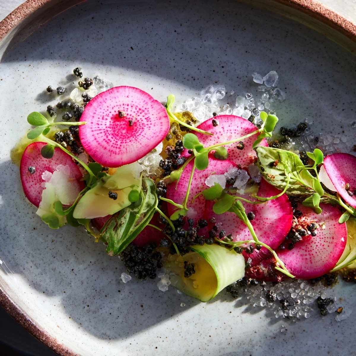 Imagine a Tundra Trek: a cold, refreshing salad with a vibrant arrangement of crisp vegetables.