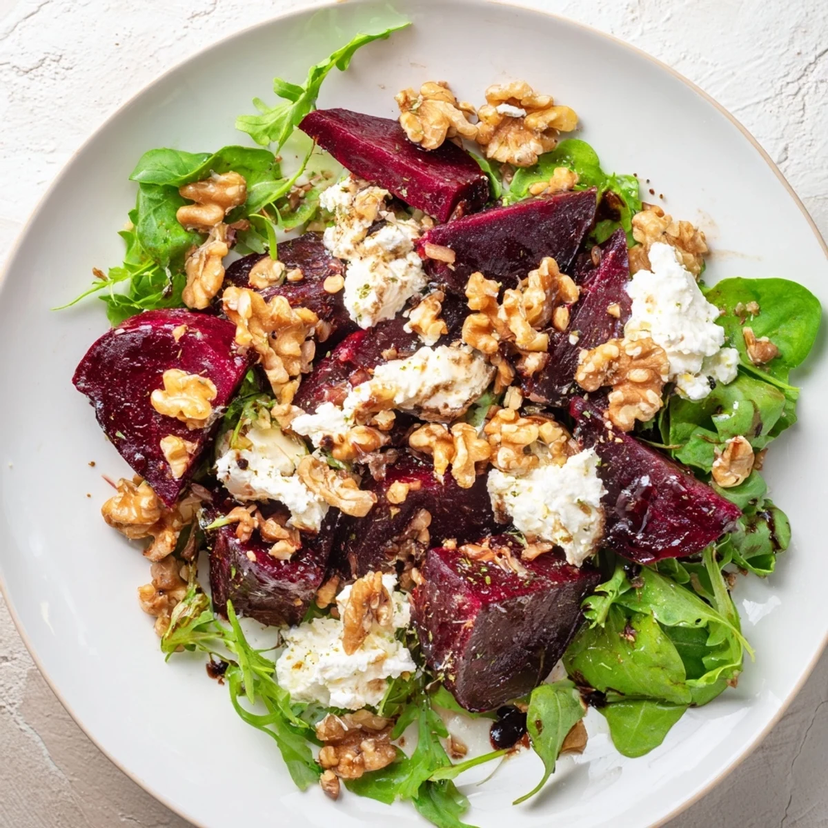 Vibrant Beet and Goat Cheese Salad, showing colorful roasted beets with creamy goat cheese.