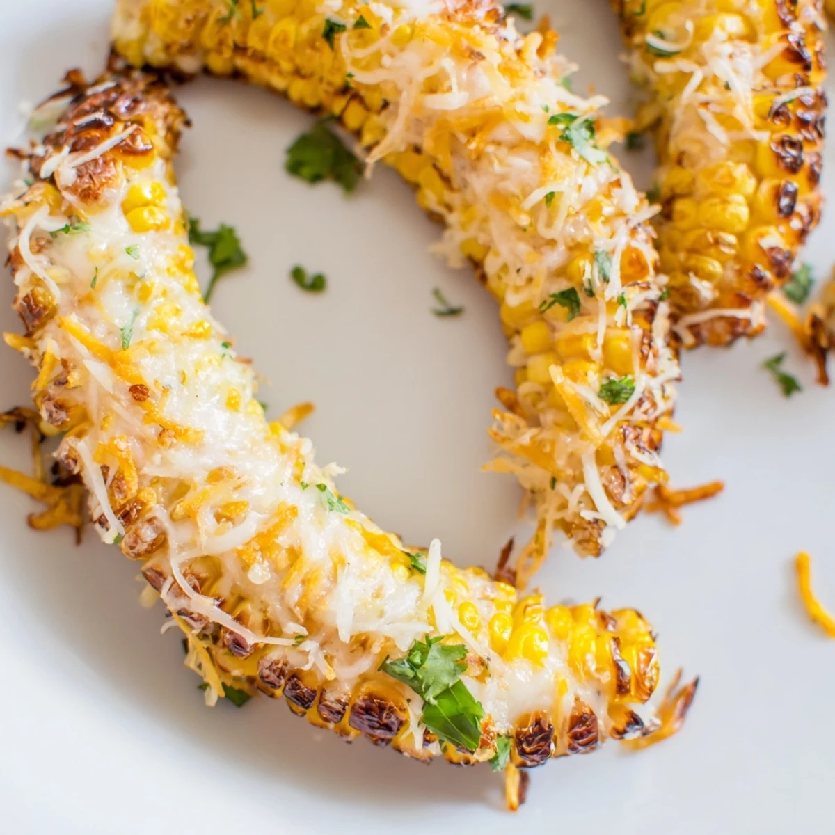 Fresh corn quarters brushed in spiced oil, roasted to curl and crisp, then finished with melted cheese and lime.