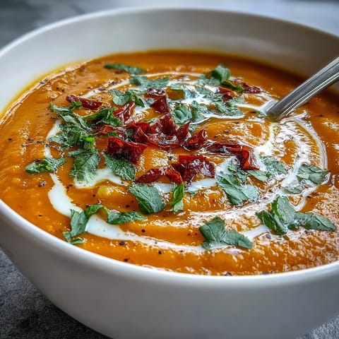 Vibrant Carrot Celeriac Chilli Soup, a cozy bowl with gentle spice.