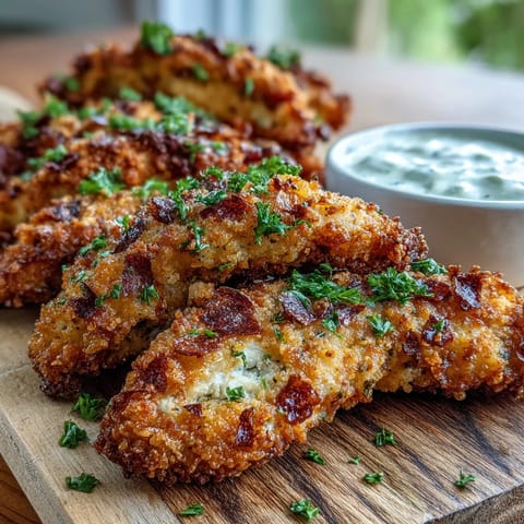Perfectly golden-baked Crispy Panko Ranch Chicken Tenders lined up on a parchment-lined baking sheet.
