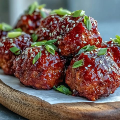 Savory Spicy Chili Honey Turkey Meatballs served in a bowl with white rice and chopped green onions. 