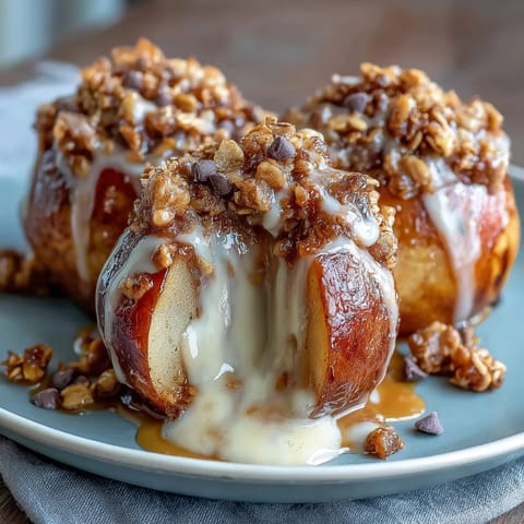 Sweet apple slices topped with creamy peanut butter drizzle and granola crunch, perfect for a healthy treat.