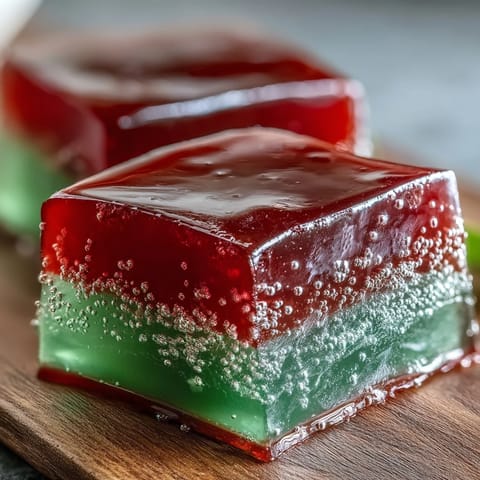 Elegant yokan Japanese red bean jelly with a smooth matcha green tea layer, perfect for a refined dessert experience.