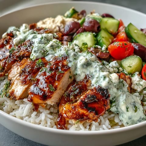 Colorful Greek chicken bowls bursting with Mediterranean flavors, perfect for lunch.