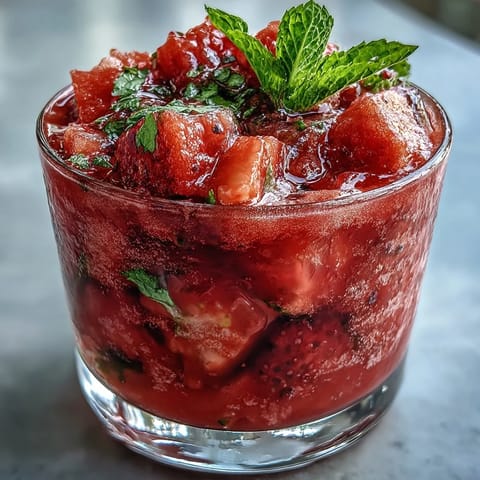 Watermelon Mint Frosé, a vibrant, frozen summer sipper with fresh mint.