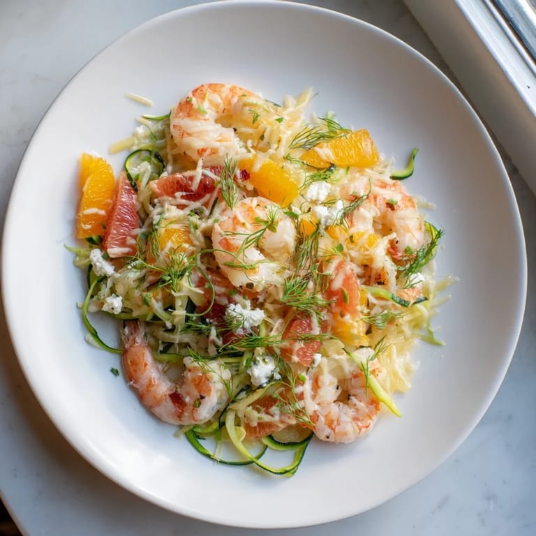 Enjoy the visually stunning, gluten-free The Coral Reef, showcasing tender shrimp, bright citrus, and bubbly cheese.