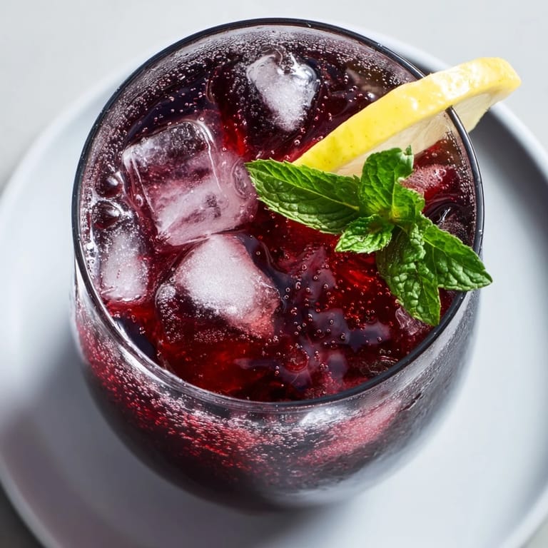 Refreshing Sleepy Girl Cherry Mocktail ready to enjoy, the pink drink is in a tall glass.