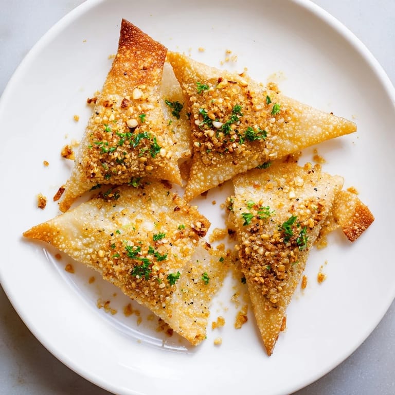 Savory, garlic-infused aroma of homemade crispy lumpia chips, a tasty vegan snack option.