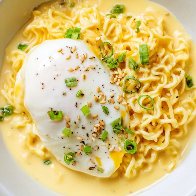 Velvety smooth Instant Cheese Ramen, a comforting bowl of noodle perfection with melted cheese.