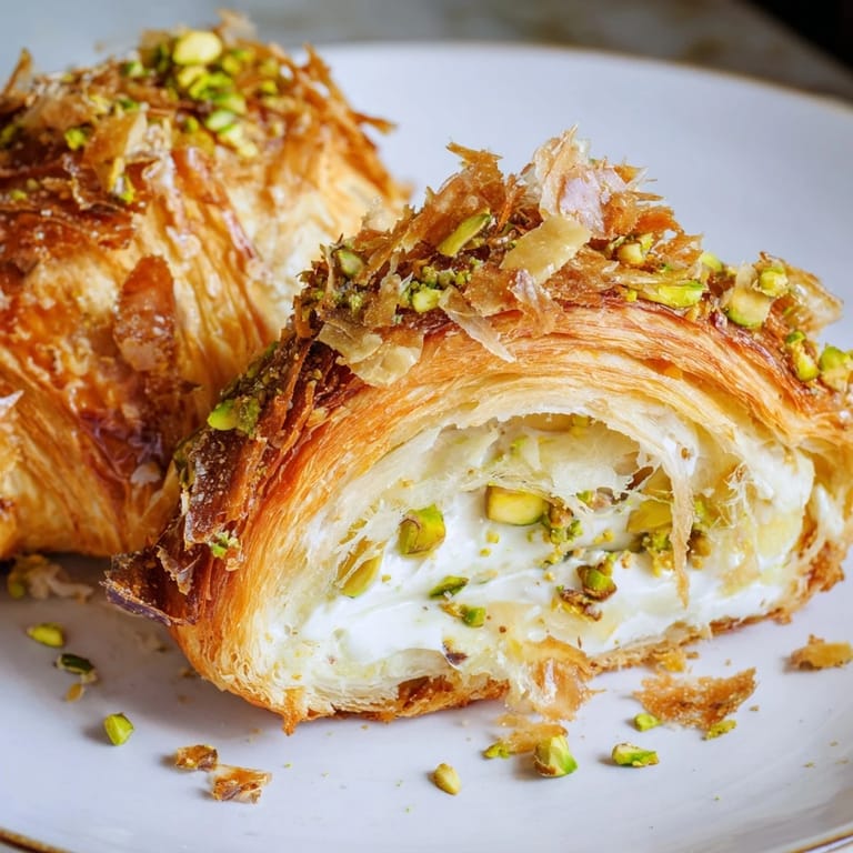 Enjoy the light, airy texture and rich taste of homemade Pistachio Cream Croissants, perfect for a treat!