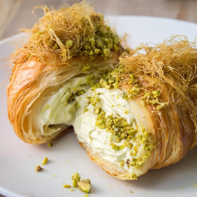 Imagine buttery layers in these Pistachio Cream Croissants, with a crunchy phyllo crust and sweet flavors.