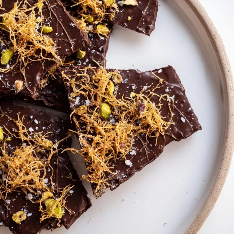 Imagine perfectly set Kataifi Chocolate Crunch Bark, with sea salt flakes, ready to shatter into delightful pieces.