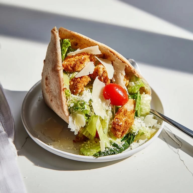 This satisfying herbed chicken Caesar pita recipe is a handheld delight, perfect for a quick weeknight dinner.