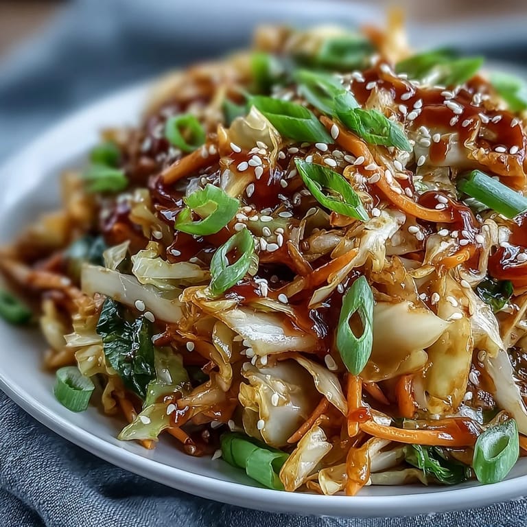 Vibrant bowl of Hot and Sour Cabbage tossed with sesame seeds, highlighting its crunchy texture and steam.