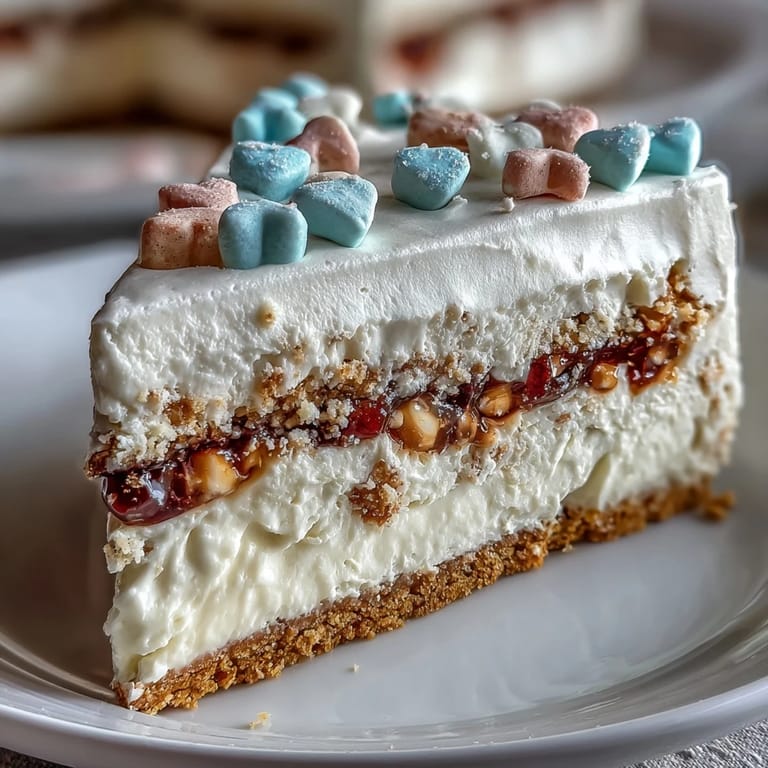 Chilled Candy Hearts Fake Cake on a white plate, ready to serve with sparkling rosé or tea for a sweet celebration.