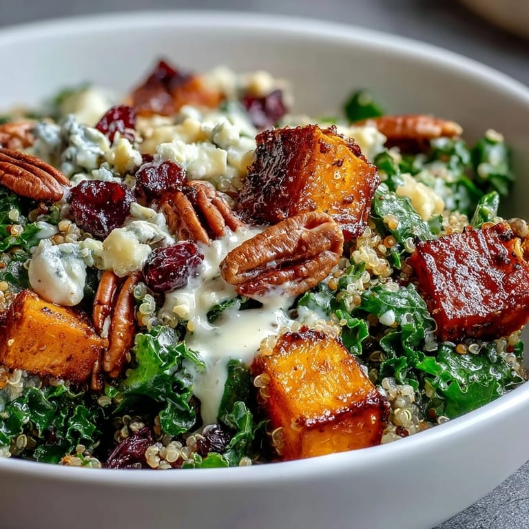 Serve this vegetarian and gluten-free Harvest Kale Quinoa Bowl as a nourishing autumn main dish for a healthy weeknight dinner.