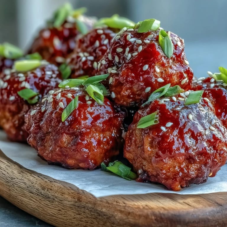Savory Spicy Chili Honey Turkey Meatballs served in a bowl with white rice and chopped green onions. 