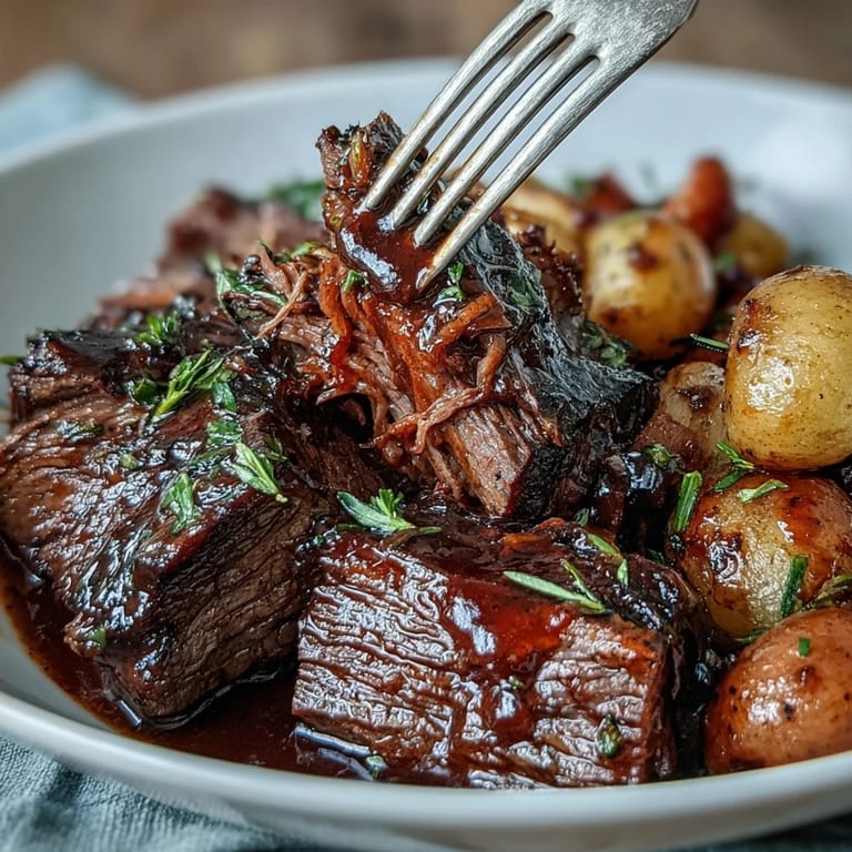 Savory onion soup mix slow cooker pot roast, hearty beef dish with vegetables and flavorful gravy.