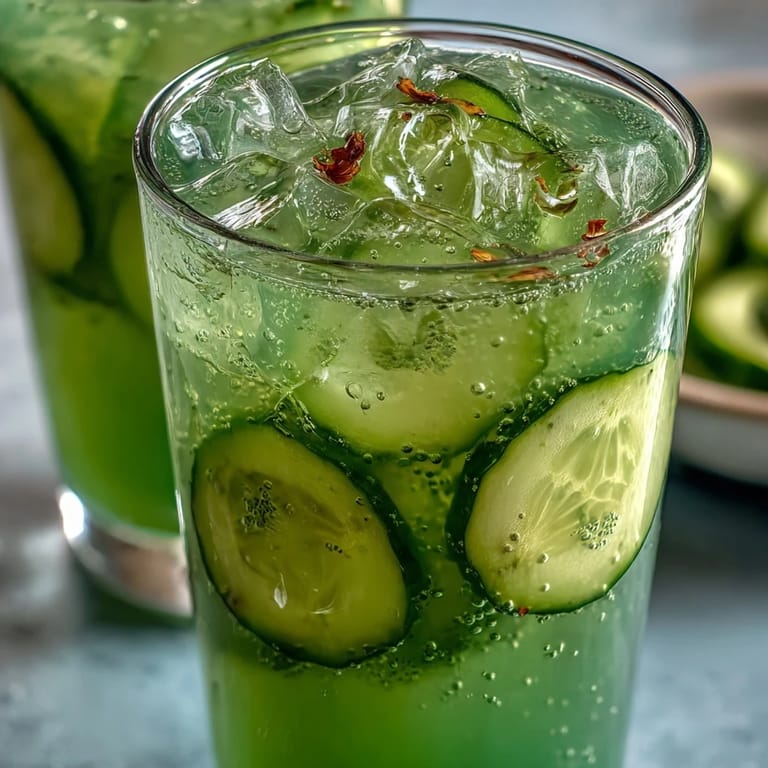 Close-up of a bright green Cucumber, Apple, and Ginger Detox Juice in a mason jar, with apple wedges and cucumber ribbons on the side.