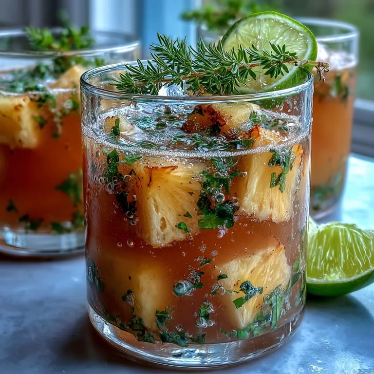 Pineapple Basil Agua Fresca served in a rustic pitcher with a glass filled with ice, garnished with pineapple wedges and lime slices, ideal for gatherings