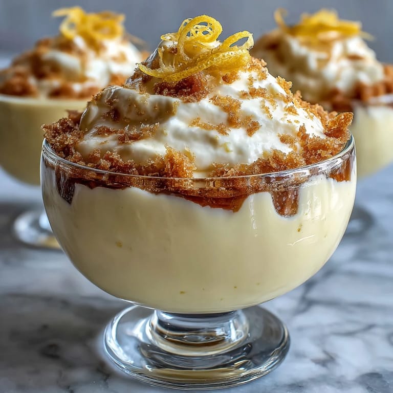 Zesty lemon mousse atop golden shortbread crumble — a delightful, easy-to-make spring dessert with fresh berry garnish.