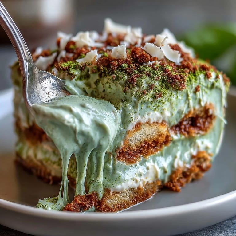 Creamy Matcha Tiramisu layers of ladyfingers and mascarpone, beautifully prepared with matcha.