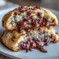 A batch of soft cottage cheese chocolate chip cookies with melty chocolate pockets and a subtle tangy flavor, perfect for dessert.