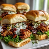 Slow cooker Mississippi chicken sliders piled high with tangy coleslaw on soft brioche buns, ideal for game day gatherings.