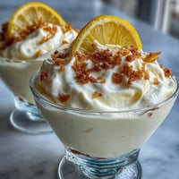 Elegant lemon mousse cups with buttery shortbread crumble — a light, zesty spring dessert with golden crunch.  