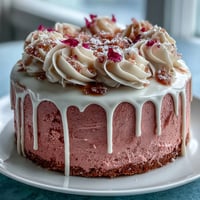 Elegant pink Bridal Shower Rosé Velvet Cake with shimmering gold drip ready for slicing.